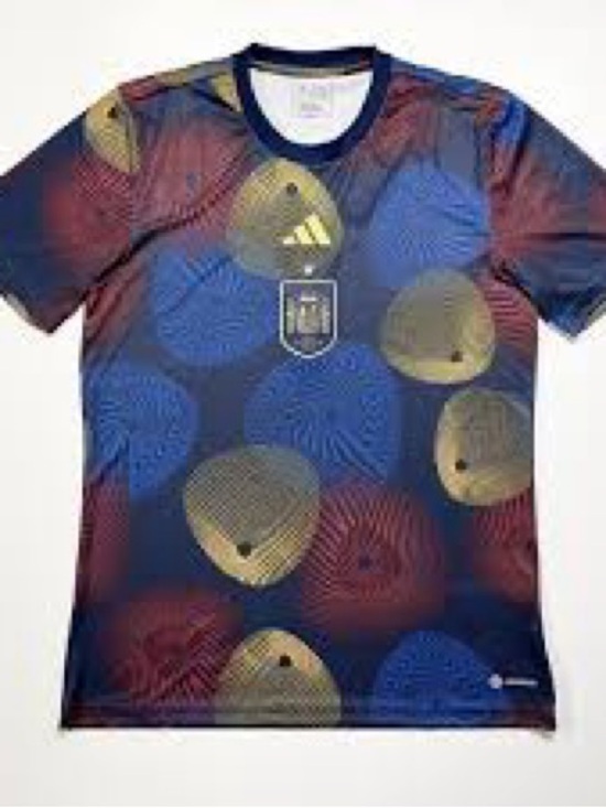 adidas Other - adidas  Navy Blue Gold Red Graphic Soccer Jersey